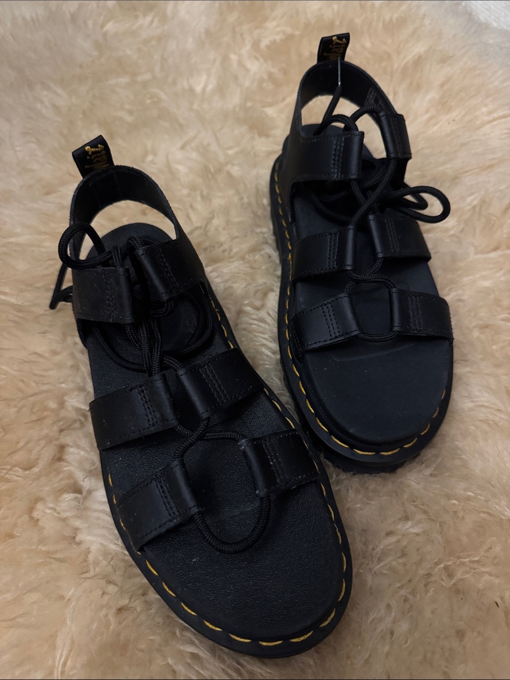 Dr. Martens Black Leather Lace-Up Platform Sandals - Picture 6 of 11